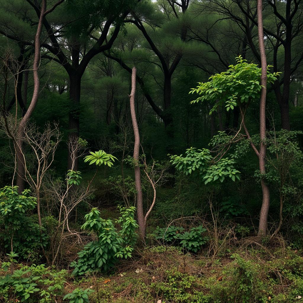Overgrown wooded lot before land clearing